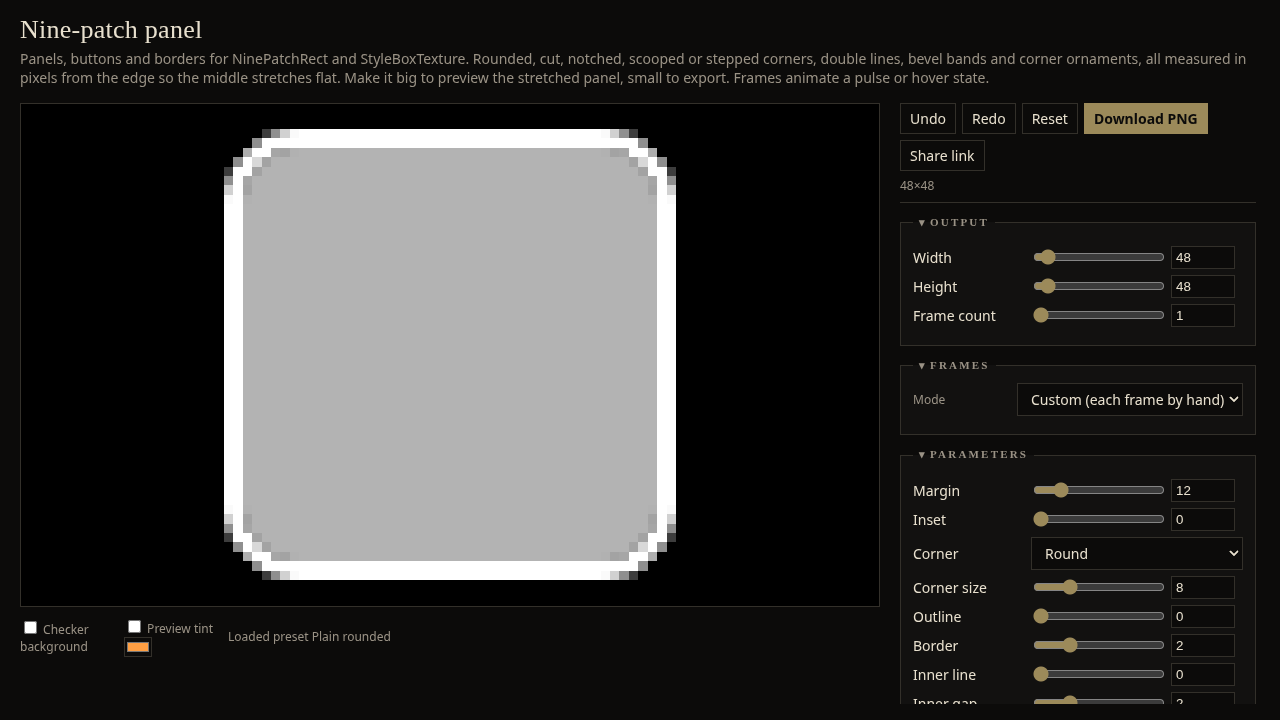 Nine-patch panel screenshot